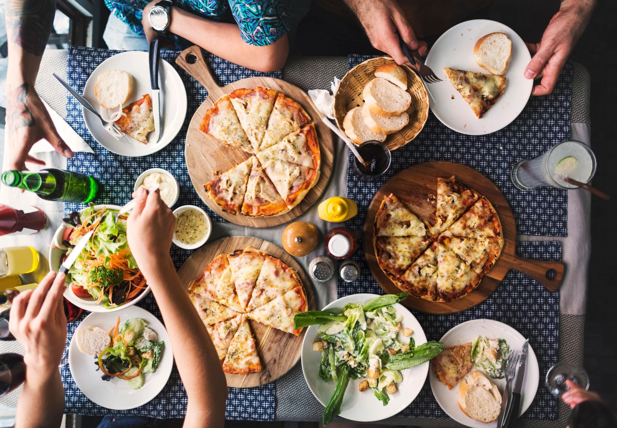 Friends Eating Pizza Party Together Concept